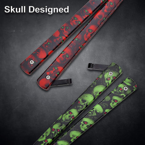 Practice Butterfly Knife Trainer, 2 Pack Steel Folding Comb, Unsharpened Blade, No offensive Bilsong for Beginners Training Outdoor Indoor Camping Tactical (Red & Green) by AIFUSI