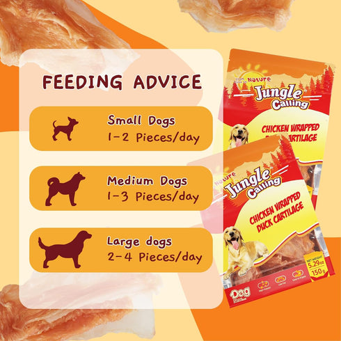 21 Count Jungle Calling Dog Treats, Chicken Wrapped Bones, Rawhide Free Chews Made with Real Meat and Duck Cartilage