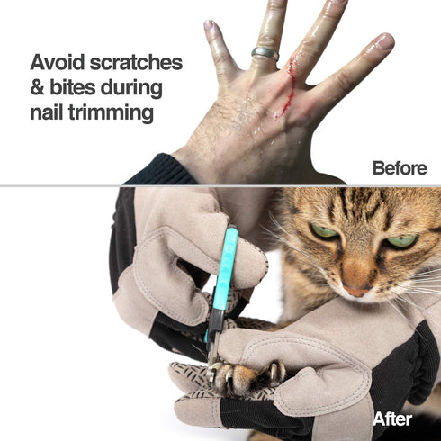 PetFusion Multipurpose Grooming Gloves - Puncture, Scratch & Water Resistant - Ideal for Vet Trips and Bathing