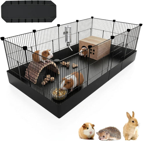PAWING 12 Panels Small Animal Playpen with Waterproof Mat - Durable Metal Wire