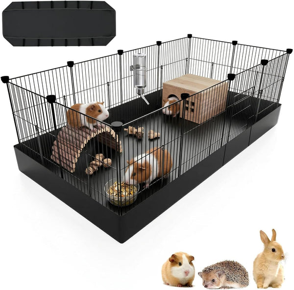 PAWING 12 Panels Small Animal Playpen with Waterproof Mat - Durable Metal Wire