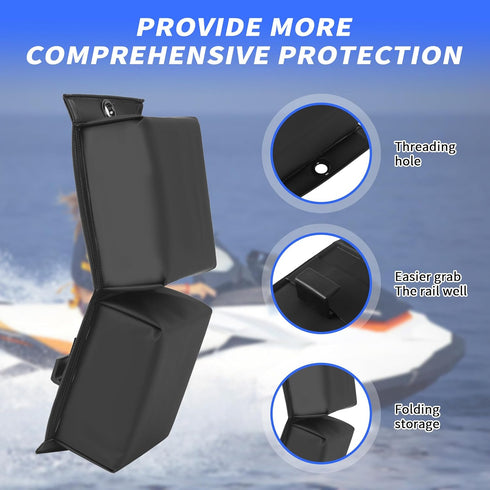 PWC Jet Ski Bumpers - Boat Fenders with 2 Elastic Cords, 2 Pack Docking Accessories, 14 x 6 x 3.2 inch
