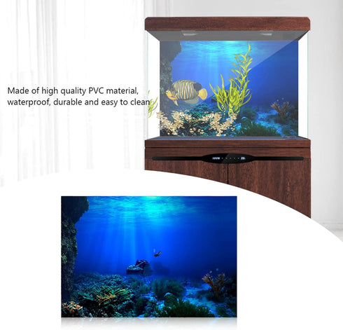 FILFEEL Aquarium Background Fish Decorations, PVC Adhesive Undersea Backdrop for Aquarium Fish Decoration 61 * 41cm