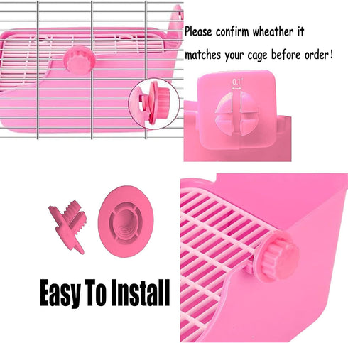 PINVNBY Rabbit Litter Box for Cage Bunny Corner Bedding Box Small Animal Litter Pan Hanging Pet Bowls Cage Potty