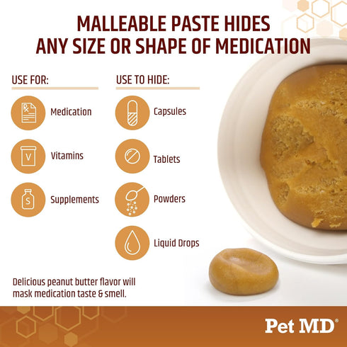 Pet MD Peanut Butter Flavored Pill Paste for Dogs, Wrap A Pill, 59 Servings for Hiding Pills and Medication