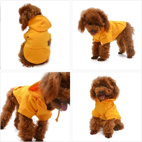 Lovelonglong 100% Cotton Blank Basic Hoodie Sweatshirt for Dogs, Fits Small Medium Dachshund Large Dog, Orange D-L