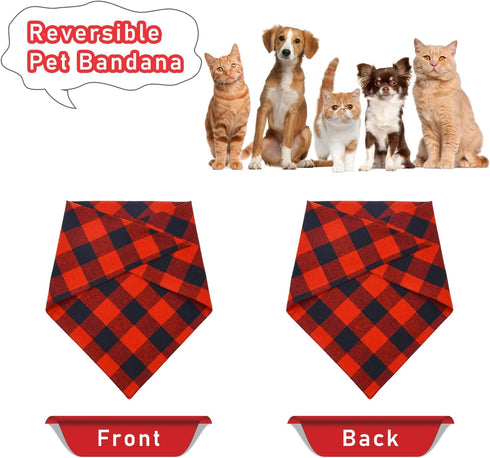 Malier 2 Pack Dog Bandana Christmas Classic Plaid Pet Scarf Triangle Bibs for Small Medium Large Dogs