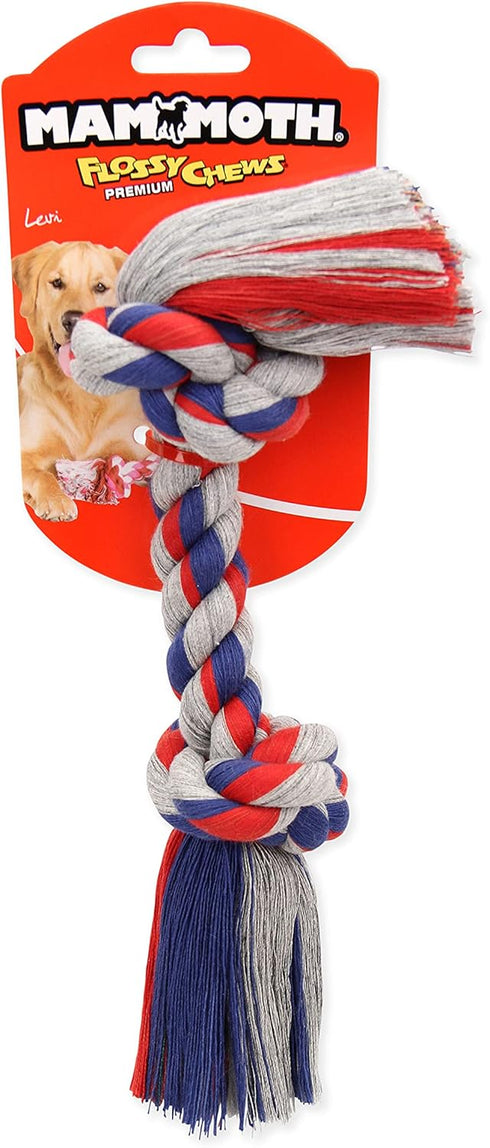 Mammoth Pet Products Flossy Chews Cottonblend Color Rope Bone, 12-Inch, Medium, MultiColored