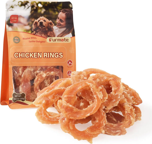 Dog Treats Chicken Jerky Rings, Natural Chicken Breast w/Taurine, Rawhide-Free High-Protein Long-Lasting