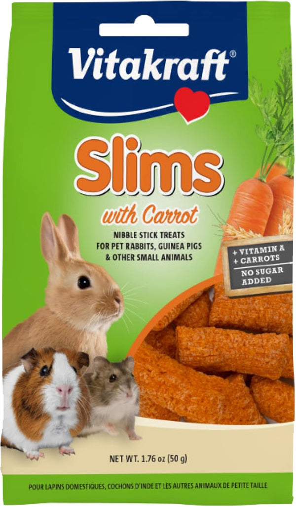 Vitakraft Slims Small Animal Treats, Carrot Crispy Nibble Stick, 1.76 oz