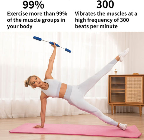 Upgrade Elastic Fitness Exercise Bar for Body Physical Therapy, Core Strength Training, and Stability Workout at Home