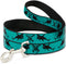 Dog Leash Pirates Skull Crossbones Sharks - Turquoise Black, 4 Feet Long, 1.5 Inch Wide
