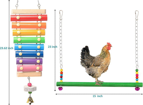 9PCS Set, Chicken Toys for Coop KAKUNM Chicken Enrichment Toys, Including Xylophone, Swing, Chicken Mirror, Chicken