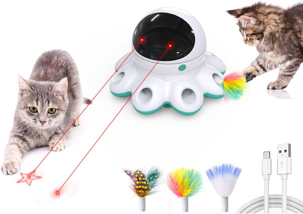 ORSDA Cat Laser Toy, 2-in-1 Interactive Automatic Laser Pointer Cat Toy, USB Rechargeable Electronic Kitten Toys