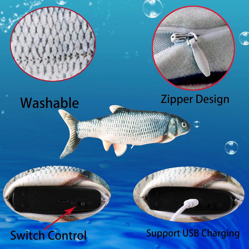 Flopping Fish Electric Moving Dog Toy, Realistic Flopping Fish for Interactive Play, Chew Toy for Small Medium Dogs