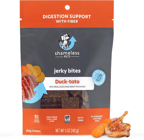 Shameless Pets Jerky Dog Treats, Duck-Tato, Healthy Chews for Digestion Support, 1-Pack