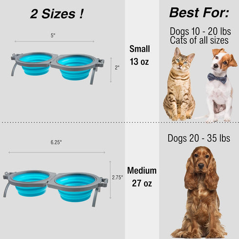Travel Double Diner Dog Bowl, Loving Pets 73807991, Blue Sm