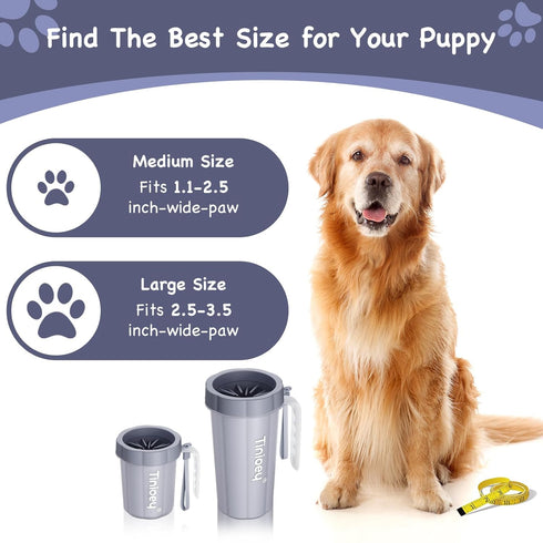 Dog Paw Cleaner for Large Dogs with Handle, Foot Washer for Muddy Paws (Gray)
