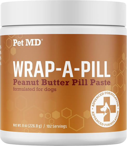 Pet MD Wrap A Pill Peanut Butter Flavor Pill Paste for Dogs - Make a Pocket to Hide Pills & Medication - 8 oz