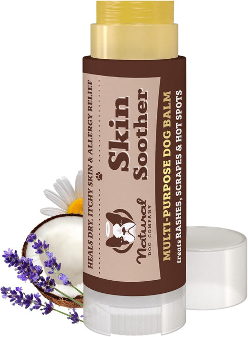 Natural Dog Company Skin Soother Balm - Irritation, Allergy & Itch Relief for Dogs, 0.15oz Travel Stick