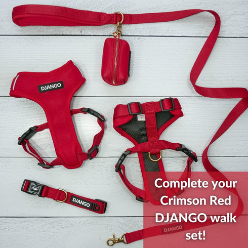 DJANGO Adventure Dog Leash, Strong and Comfortable with Padded Handle, Crimson Red