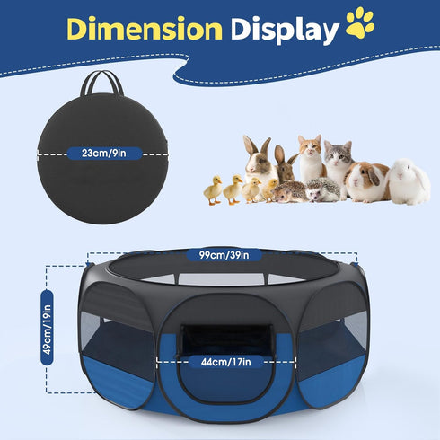 VavoPaw Small Animal Playpen, Chicken Brooder Box with Cover Top, Portable Outdoor Exercise Pet Cage Tent, Waterproof
