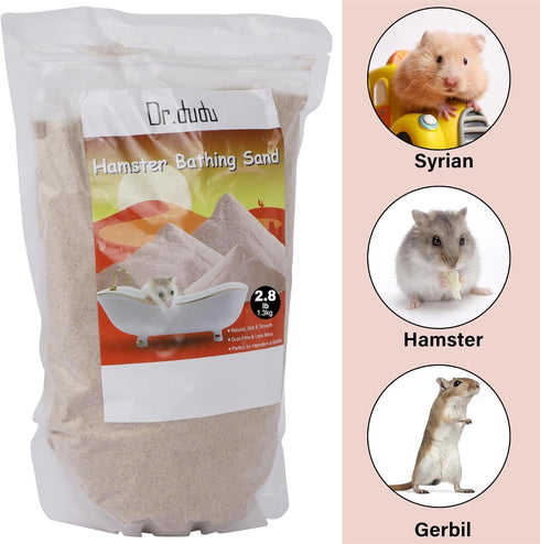 2.8lb Chinchillas DR.DUDU Hamster Bath Sand, Dust Free Desert Sand or Potty Litter Sand for Hamster Gerbil Syrian Mice