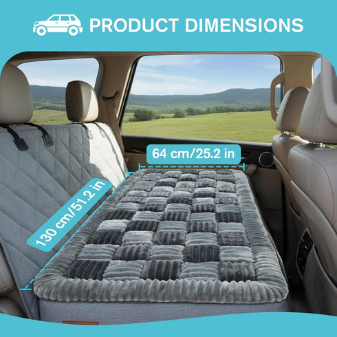 (25.2" 50.4") AiQInu Dog Car Bed for Back Seat, Washable Plush Dog Seat Cover, Non-Slip Soft Pet Mat for Car, Truck