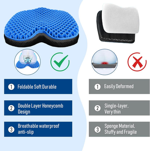 Kayak Seat Cushion, Thicken Anti Slip Waterproof Gel Kayak Seat, Portable Canoe Rowing Pad for Fishing