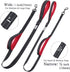 VIVAGLORY Traffic Handle Dog Leash, Two Padded Soft Handles, Strong Reflective & Metal Hook Training Lead - Black