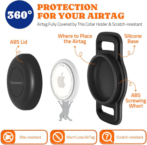 Waterproof Airtag Dog Collar Holder: 2 Pack Soft Silicone for Dogs Cats, IPX8 Waterproof Tracker Protective Cover