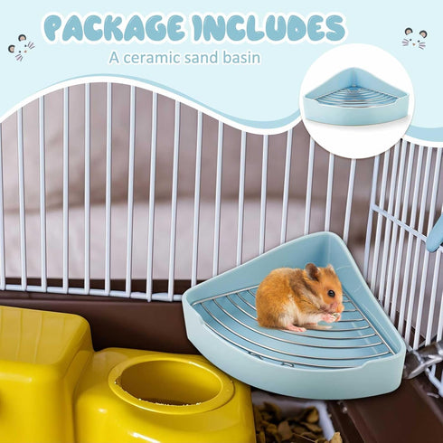 Chinchilla, Eccliy Ceramic Corner Litter Box for Small Pets, Tip-Proof, Chew-Resistant, Triangle Potty Trainer Pet Pan