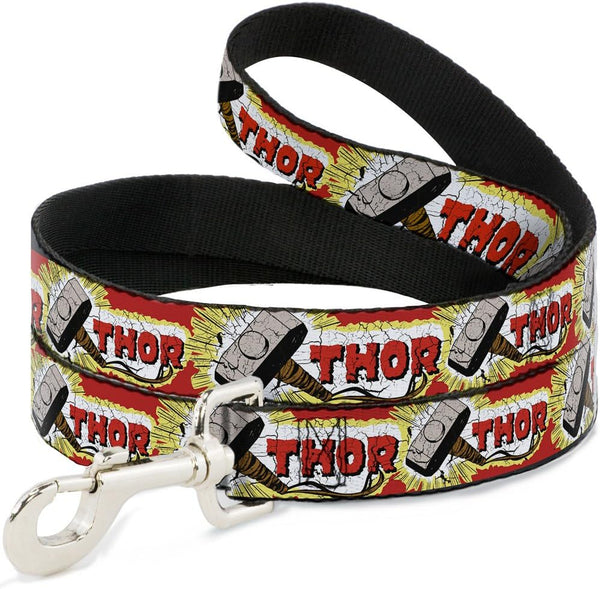 THOR & Hammer Buckle-Down Pet Leash, Red/Yellow/White, 4 Feet Long, 1.5" Wide
