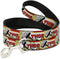 THOR & Hammer Buckle-Down Pet Leash, Red/Yellow/White, 4 Feet Long, 1.5" Wide