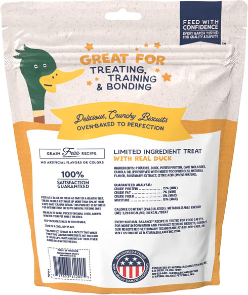 Natural Balance Limited Ingredient Rewards Crunchy Biscuits, Duck Recipe, Grain-Free Dog Treats, 14 Ounce