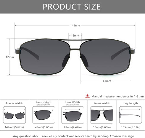 SUNGAIT Ultra Lightweight Rectangular Sunglasses, UV400 Protection