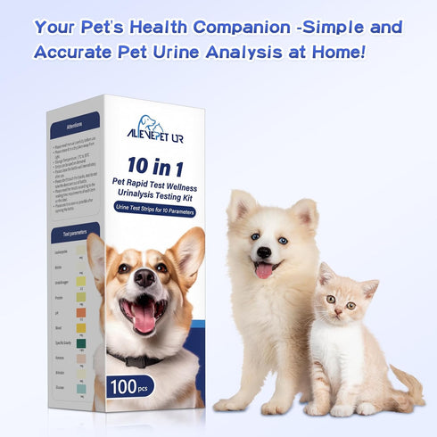 10-Parameter Urine Test Strips for Cat & Dog – 10 in 1 UTI Test Kit, Pets Rapid Diabetes Urinalysis Testing 100 Counts,