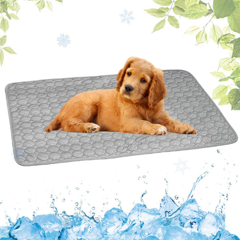 Dog Cooling Mat, Portable Washable Summer Pad, Water-Absorbent Ice Silk Self-Cooling Mat for Kennel/Sofa/Bed/Floor/Car