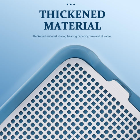ULTECHNOVO Dog Potty Tray with Wall Post: Indoor Puppy Training Toilet Blue Plastic Mesh Grate, Pee Pad Holder for Male
