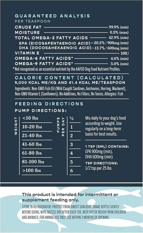 Fera Pets Fish Oil for Dogs & Cats, 16oz, Vet Created, for Skin, Immune & Brain Function