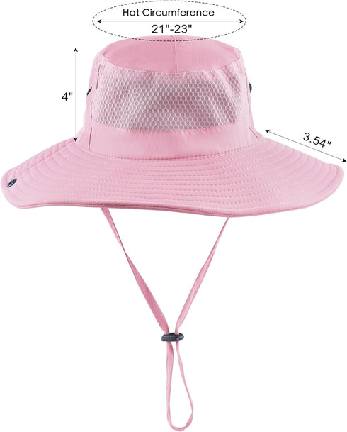 Muryobao Women Ponytail Sun Hat Summer UV Protection Cap, Waterproof Foldable Mesh Wide Brim Bucket Hat