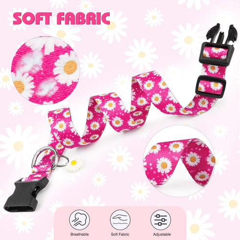 Dog Collar Ayaseen, Floral Girl Pink Dog Collars, Cute Adjustable Soft Flower Pet Collar with Daisies for Male Females