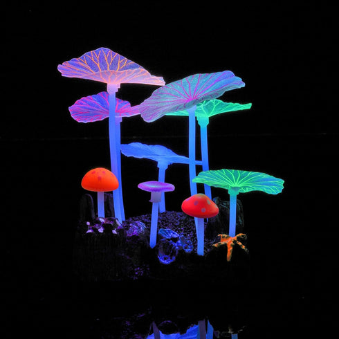 5 pcs Glowing Fish Tank Decorations Plants Kit, Glow Aquarium Decoration Plants