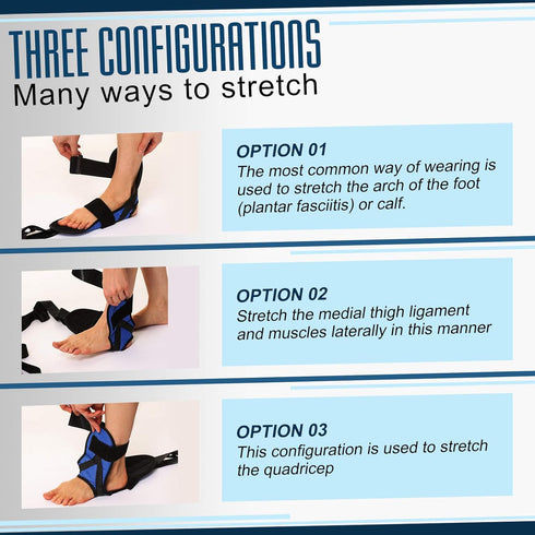 Foot and Calf Stretcher for Plantar Fasciitis, Blue Yoga Stretching Strap for Achilles Tendonitis, Heel Spurs, Drop Foot