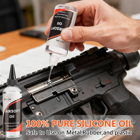 4.4 oz Airsoft Oil lubricating with Needle Oiler Pure Silicone Lubricant Airsoft Chamber Lube for Airgun Lubrication