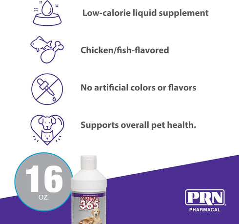PRN Pharmacal OPTIMA 365 - Essential Fatty Acids Nutritional Supplement for Cats & Dogs - 16 Fl Oz