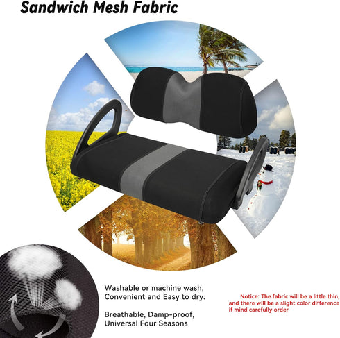 Golf Cart Front Seat Covers for Club Car Precedent 2004 up, Washable Air Mesh Cloth Cover