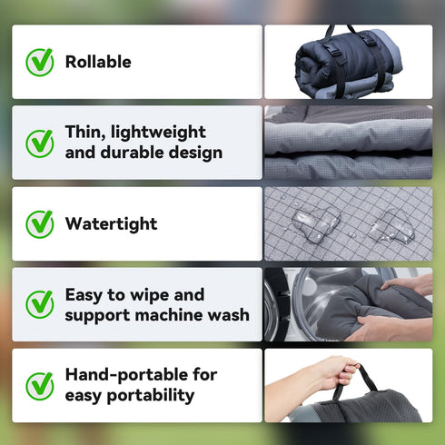 Waterproof Dog Bed for Camping, Portable Travel Mat for Dogs, Washable, 35.43x23.62in