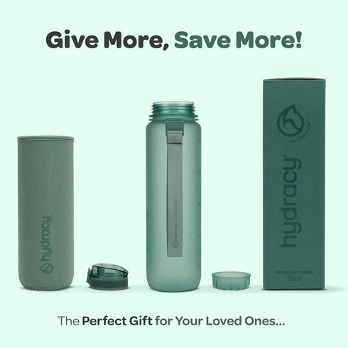 Hydracy Large Water Bottle with Time Marker - BPA Free Gym Bottle, Leak Proof with Fruit Infuser Strainer, Ideal for