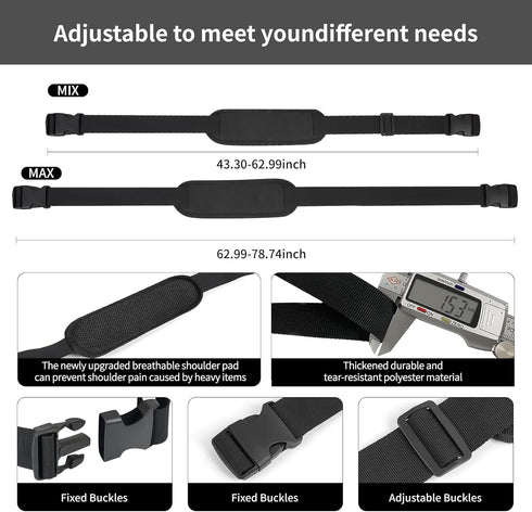 HUDLL 3 Pack Adjustable Chair Carry Strap with Upgraded Padded Shoulder Support, Hands-Free Sling for Folding Camping